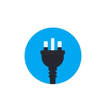 Uk electric plug, vector icon, flat style Stock Illustration
