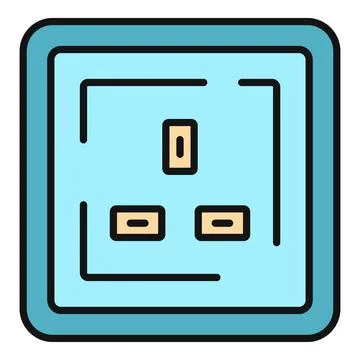 Uk electric socket type g icon drawing Stock Illustration