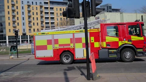 UK fire engine responding to an emergency. Hull.UK 3.3.2026 Stock Footage 331205916