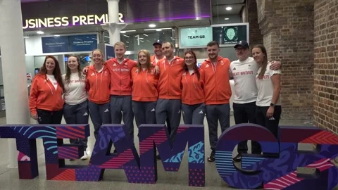 UK: First group of Team GB athletes depart for Paris Olympics Stock Footage 280425382