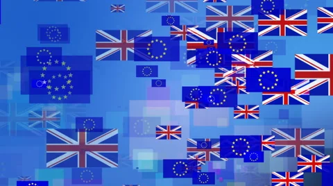 UK Flag and EU Flag animation background. UHD 4k 3840x2160 Stock Footage 64550278