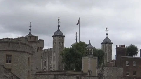 Uk flag and the TowerCastle Stock Footage 81762423