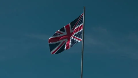Uk Flag Blue Sky Wind Stock Footage 250381478