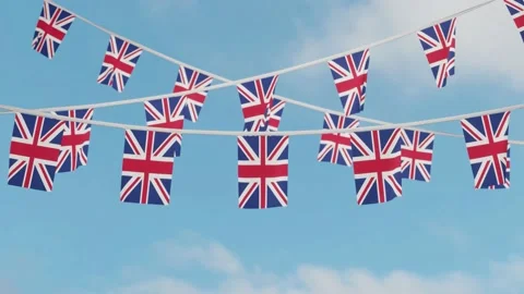 UK flag Bunting Stock Footage 170929714