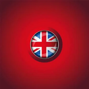 UK Flag button on red field Stock Illustration