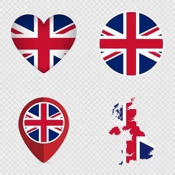 UK Flag Icons Pack. Vector illustration. Stock Illustration