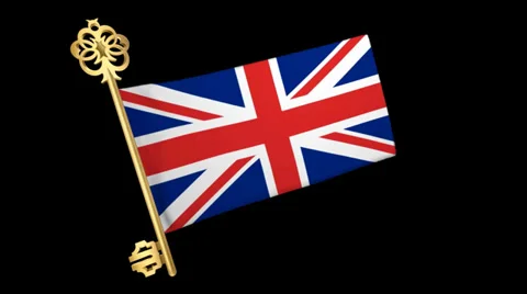 Uk Flag With Key Animation Video stock 32754762