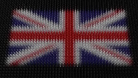 UK Flag Light Shining on Scrolling Bullets Stock Footage 254824226