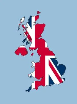 UK flag in map Stock Illustration