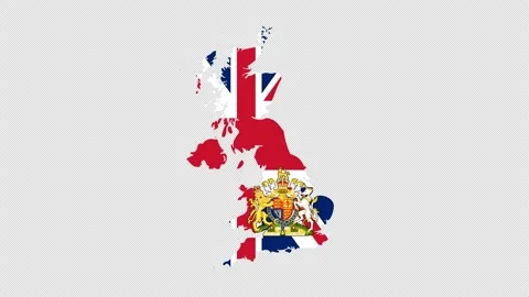 UK flag map outline, Map of United Kingdom, United Kingdom map white outline Stock Footage 206352573
