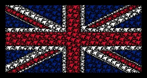 UK Flag Pattern of Airplane Intercepter Items Stock Illustration