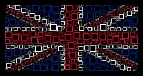 UK Flag Pattern of Contour Square Items Stock Illustration