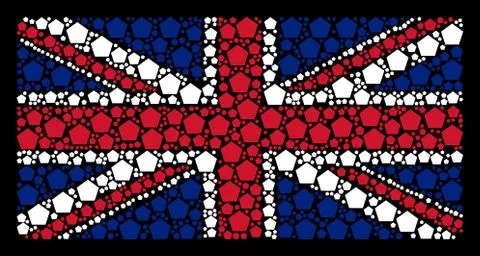 UK Flag Pattern of Filled Pentagon Icons Illustrazione stock
