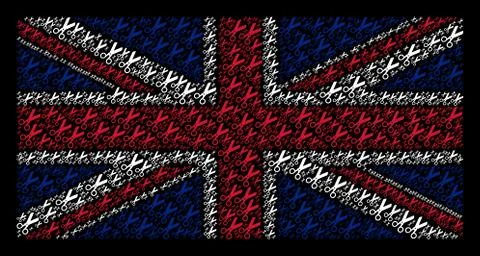 UK Flag Pattern of Scissors Icons Stock Illustration
