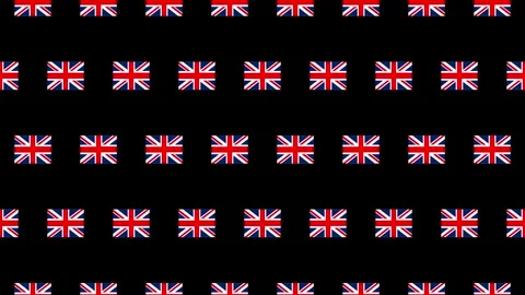 UK flag pictogram loop animation on black background Stock Footage 334658041