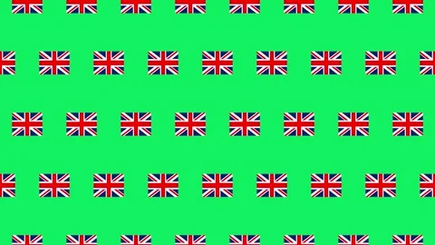 UK flag pictogram loop animation on green screen Stock Footage 334658121