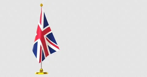 Uk flag on pole for countries summit Stock Footage 196313911