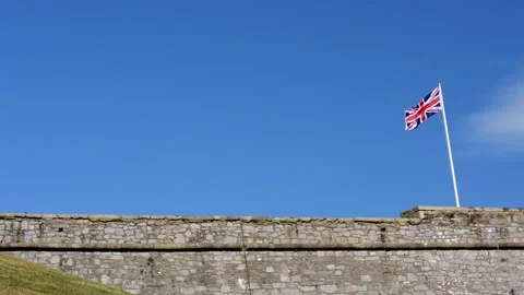 UK flag at the Royal Citadel Stock Footage 140065950