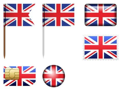 UK flag set Stock Illustration