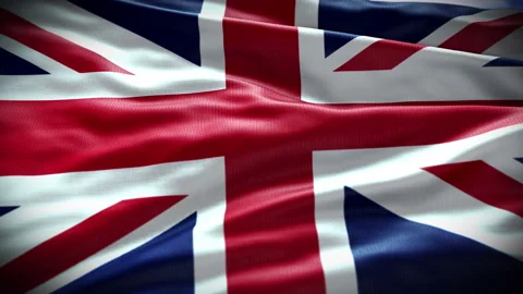 UK flag. Waving British flag.  Union Jack -  national flag of the United Kingdom Stock Footage 237601137