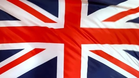 UK flag waving in the wind close-up Video stock 125288377