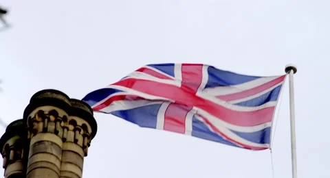 UK FLAG waving in the wind 스톡 동영상 56705624