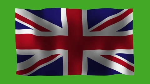 UK flag waving in the wind on green screen for chroma key Stock Footage 153806779