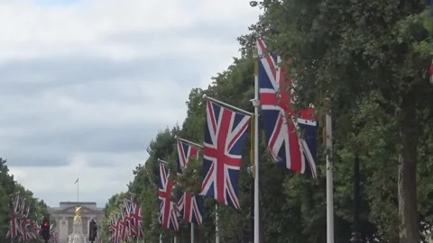 UK flags ap Stock Footage 88474364