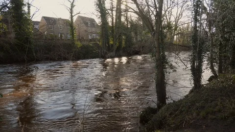 UK Flooded River in Yorkshire. Vídeo Stock 125587370