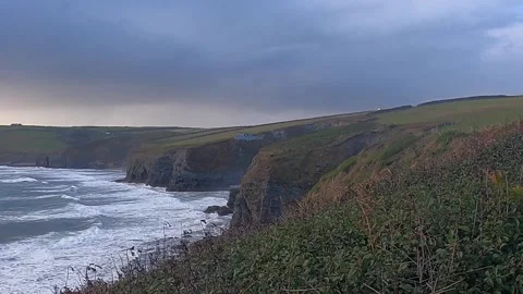 UK Helicopter on Coast Stock Footage 162181119
