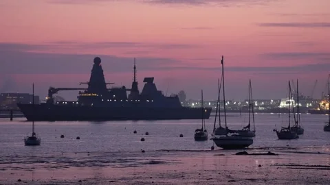 UK: HMS Dragon is readied ahead of Cyprus deployment Video stock 330119554