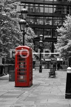 Uk, London, Red Old Telephone Box In The City