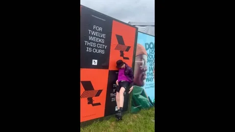 UK: Man's attempt at wall header ends in humorous fall Stock Footage 280526537