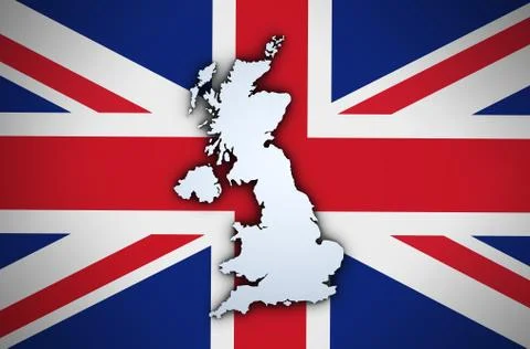 Uk Map On British Union Jack Flag Stock Illustration