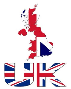 Uk map flag and text illustration Stock Illustration