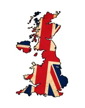 Uk map on  flag drawing ,grunge and retro flag series Stock Illustration