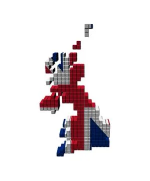 Uk map flag made of containers illustration Stock Illustration