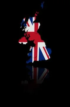 UK map flag with reflection illustration Stock Illustration