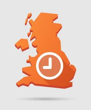 Uk map icon with a clock Stock Illustration