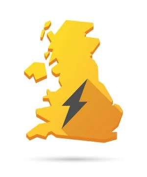 Uk map icon with a lightning Stock Illustration