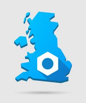 Uk map icon with a nut Illustrazione stock