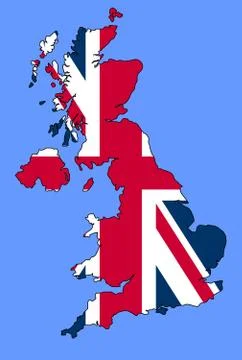 UK map over blue sea Ilustração Stock