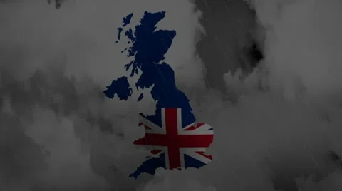 UK  map shaped thunder and cloud cg background for negative image footage Video stock 10598349