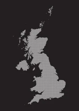 UK Map White Dots On Black Stock Illustration