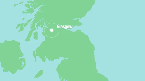 UK MAP zoom in to Glasgow with Text Stock Footage 266808488