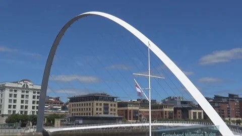 UK Navy flag and Bridge Stock Footage 81763679