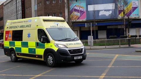 UK NHS ambulance responding to an emergency, siren, lights. Hull.UK 3.3.2026 Stock Footage 330262631