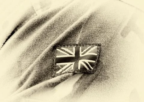 UK patch flag on soldiers arm. UK military uniform. United Kingdom troops Stock Photos