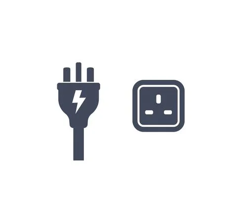 Uk plug and socket icon Stock Illustration