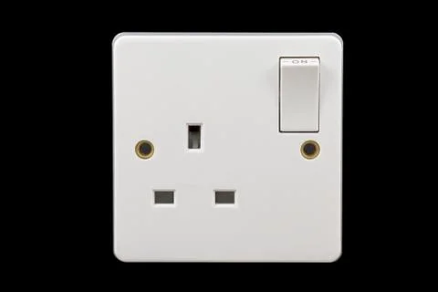 UK power socket in on position Stock Photos